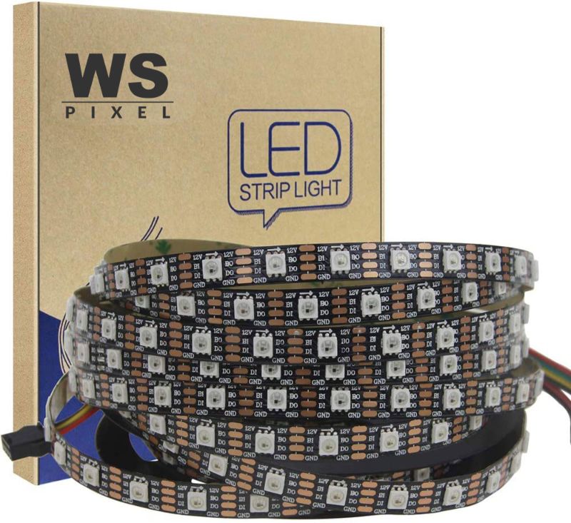 WSPixel 12V WS2815 Individually Addressable LED Flexible Strip 16.4ft/5m 300 LEDs Not Waterproof Black PCB for Decor Lighting Project