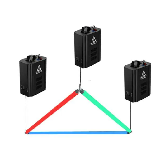 DMX Kinetic Triangle Tubes sculpture Three Kinetic Winch + Three LED Tube