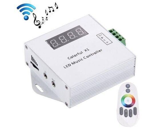COLORFUL X1 LED MUSIC CONTROLLER WITH 6-KEYS RF WIRELESS REMOTE CONTROL, SUPPORT ws2811, ws2812B, etc DC 5-24V(WHITE)