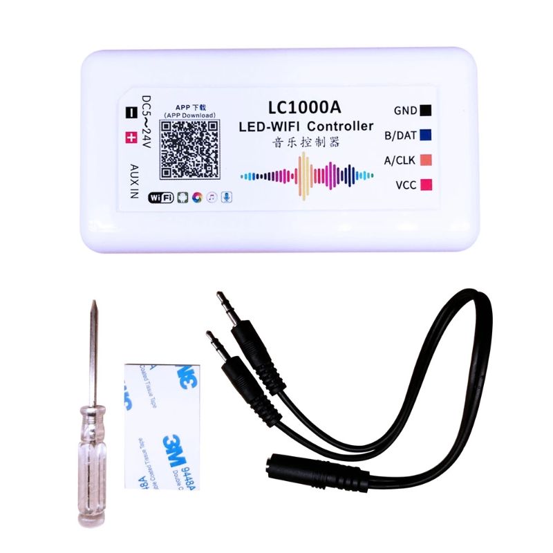 LC1000A Wifi Music Controller Spectrum For Led Digital Individually Addressable Strip 8-1024 Pixel Built-In Microphone DC5-24V