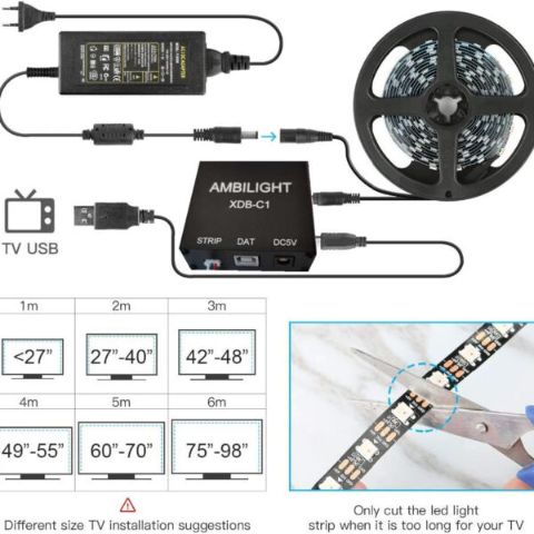 Ambilight-Kit USB LED Strip Light 5050 RGB Dream Color sk6812/ws2812b Strip for Desktop PC Screen Backlight Lighting 1M 2M 3M 4M 5M
