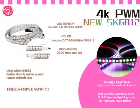 Dc5V High 4K PWM refresh sk6812 ws2812B RGBW 5050 Â  pixel LED Strip 30 60 74 96 144 pixels per meter