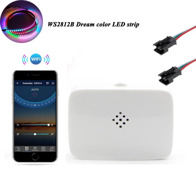 WiFi Bluetooth-compatible App Music pixel controller Dual output 5V 12V 24V  Magic Home Alexa Google For WS2812 WS2811 LED strip