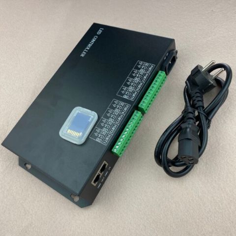 H801RS;8 ports artnet/DMX to SPI LED pixel controller;supports Madrix software,LAN synchrony,SD card,DMX512 console