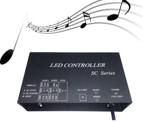 H803SC;SD card LED music pixel controller;support DMX512,WS2812,etc.microphone&audio cable input
