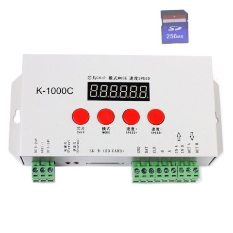 K-1000C (T-1000S Updated) controller K1000C WS2812B,WS2811,APA102,T1000S WS2813 LED 2048 Pixels Program Controller DC5-24V