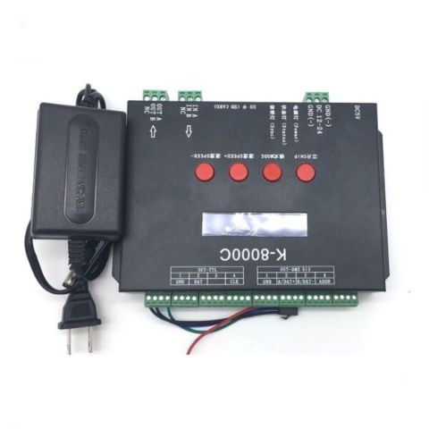Programming K-8000C (T-8000 Updated) sd controller WS2812B,WS2811,APA102 8024 Pixels Program Controller
