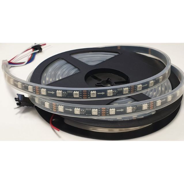 RGB LED Strip SMD5050, WS2818 (black, with controls, IP65, 12 V, 60 LEDs/m, 5 m)