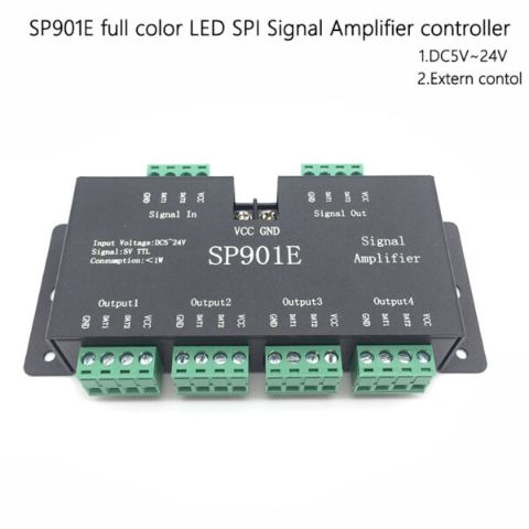 SP901E Pixel LED WS2812B WS2811 SPI Signal Amplifier Repeater for WS2813 SK6812 WS2815 WS2801 SK9822 etc All The RGB Addressable LED Strip and Dream Color Programmable LED Matrix Panel
