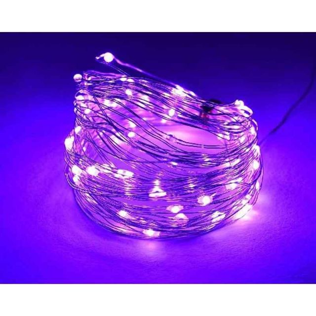 Tucasa 10m Purple LED Copper Wire String Light with Adapter, DW-401