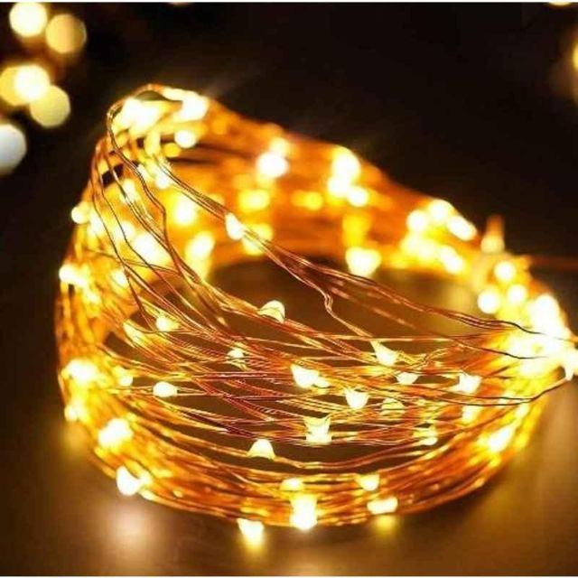 Tucasa 10m Yellow LED Copper Wire String Light with Adapter, DW-400