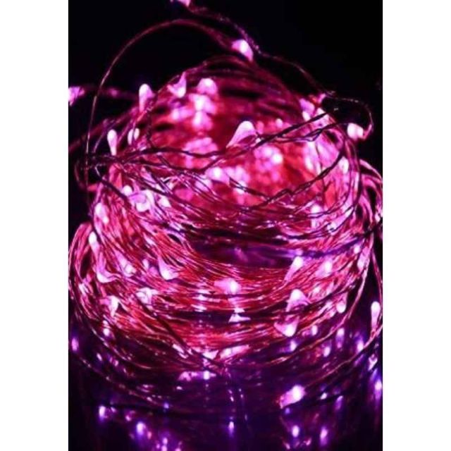 Tucasa DW-407 Pink LED Copper Wire String Light with Adapter (Pack of 2)