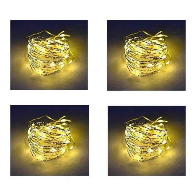 Tucasa DW-415 3m Battery Operated Yellow LED Copper Wire String Light (Pack of 4)